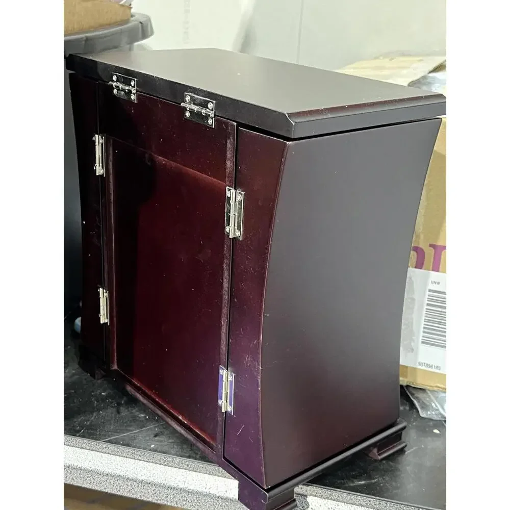 Mahogany Matte Finish Poplar Veneer Opening Sides Jewelry Box